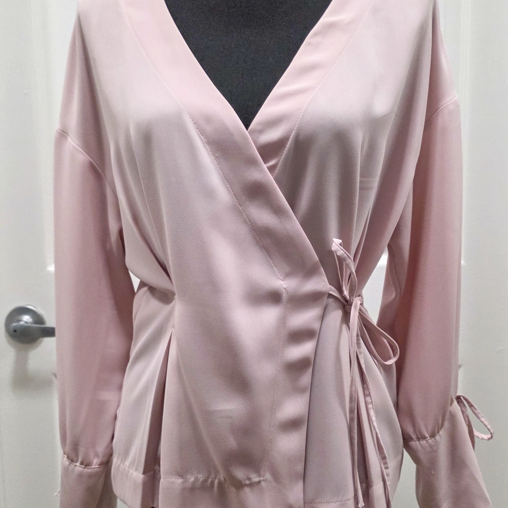 Elegant Pink Wrap Blouse